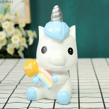 Κινούμενα σχέδια Rainbow Unicorn Piggy Bank Δημιουργική τυπωμένη ρητίνη Ζώα Κέρμα αλόγων Κουτιά εξοικονόμησης χρημάτων Υπέροχο δώρο διακόσμησης για παιδιά