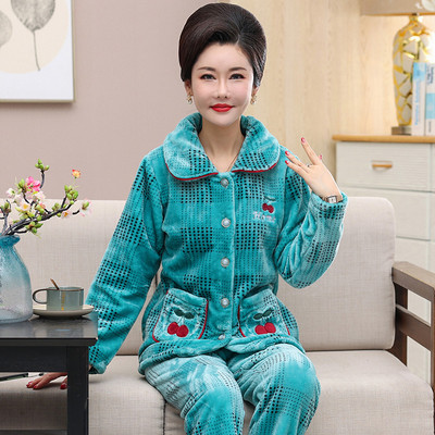 Moteriška dviejų dalių pūkinė pižama