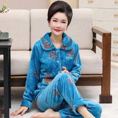 Moteriška dviejų dalių pūkinė pižama