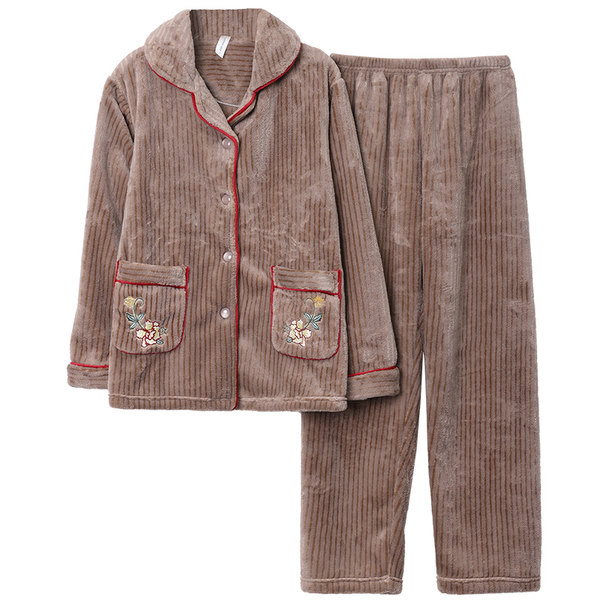 Moteriška dviejų dalių pūkinė pižama