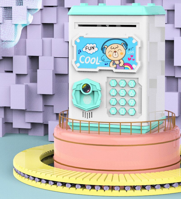 Elektronikus ujjlenyomat-arcfelismerő Piggy Bank ATM Jelszó Pénzdoboz takarékdoboz érme befizetéshez Bankjegy széf gyerek ajándék