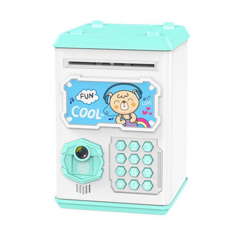 Elektronikus ujjlenyomat-arcfelismerő Piggy Bank ATM Jelszó Pénzdoboz takarékdoboz érme befizetéshez Bankjegy széf gyerek ajándék