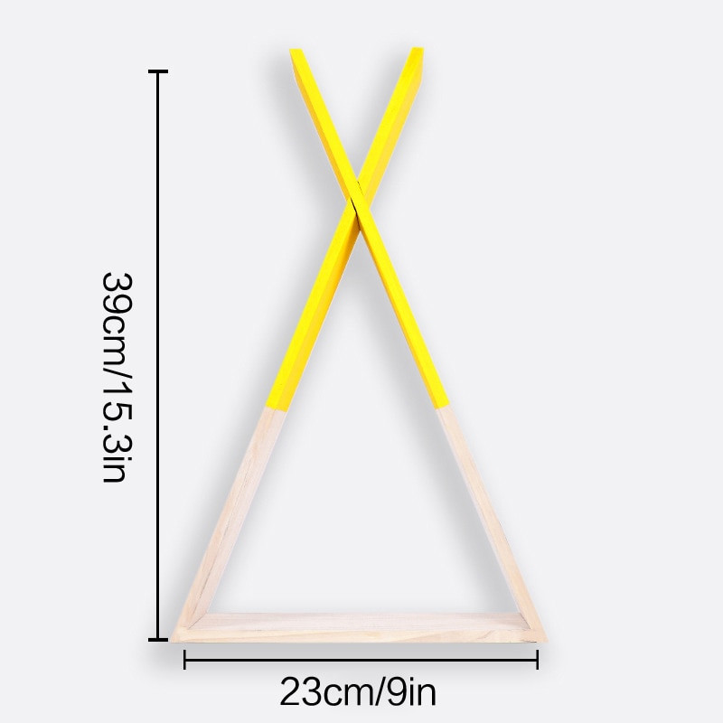 39 * 23 * 7,5 cm északi fa háromszög falra szerelhető keretes kijelző polc tárolóállvány Otthon Nappali Hálószoba Fali dekoráció