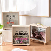 1 db fából készült malacpersely Pénzbank pénzes dobozok lakberendezési ajándék gyerekeknek pénzes dobozok tárolódoboz