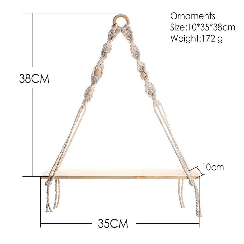 Makramé fali polc hálószoba Boho lakberendezési fali polcok polcrendező akasztós dekorációs virágcserepes állvány bemutató állvány