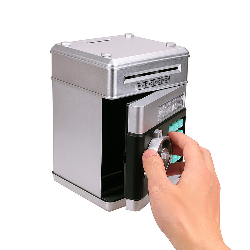 Elektronikus jelszó Piggy Bank ATM pénzes doboz Készpénz érme Automatikus befizetés bankjegy Pénztakarékos gép gyerekeknek ajándék széf