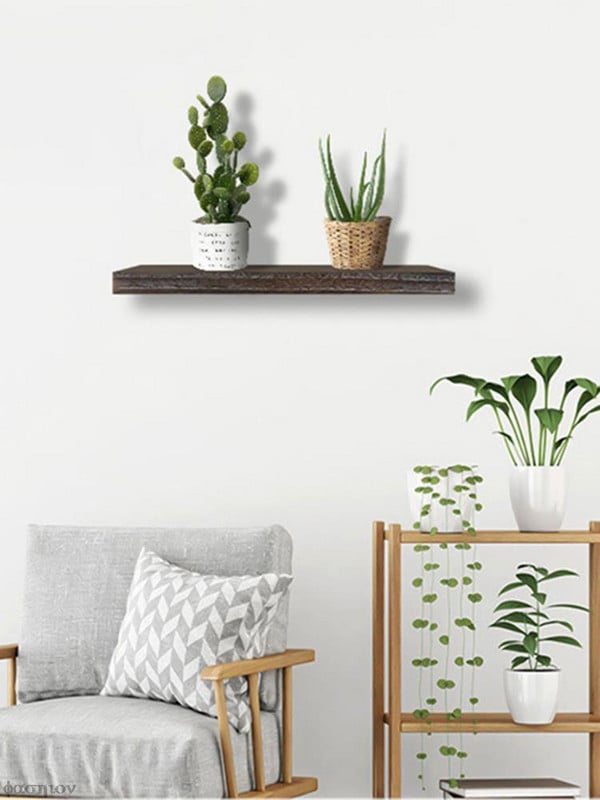 Egyszerű fa növényi polcok Folyólapok Állvány Hálószoba Lógó Lebegő polc Hálószoba polcok Fali Tárolóállvány Nappali dekoráció