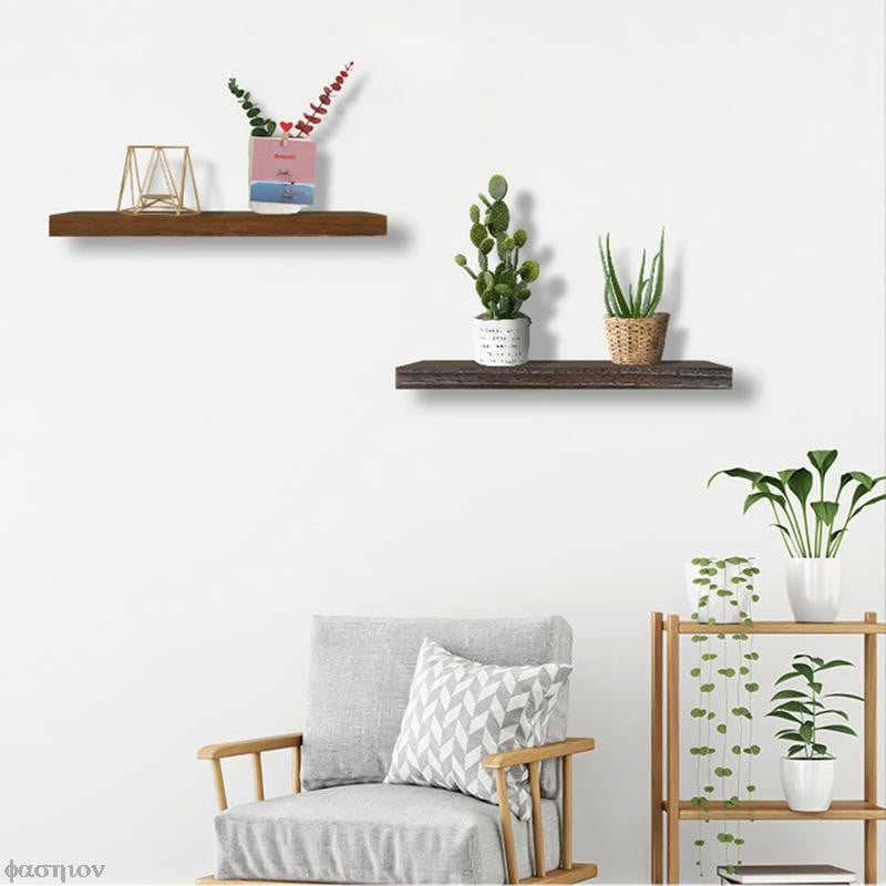Egyszerű fa növényi polcok Folyólapok Állvány Hálószoba Lógó Lebegő polc Hálószoba polcok Fali Tárolóállvány Nappali dekoráció