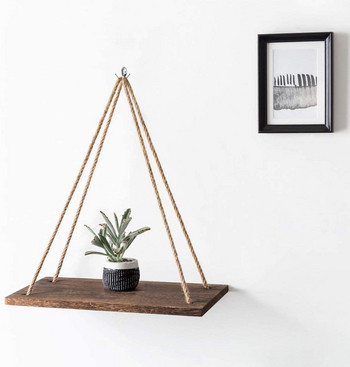 Thickened Premium Wood Swing κρεμαστό σχοινί τοίχου Ράφια φυτών για γλάστρες ράφι εσωτερικού χώρου διακόσμησης εξωτερικού χώρου s