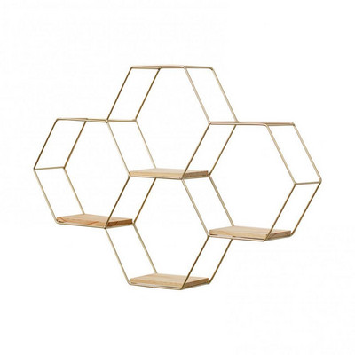 Nordic Hexagonal Iron Stand Μικρή θήκη τοίχου κατσαρόλας Θήκη αποθήκευσης ραφιού σπιτιού