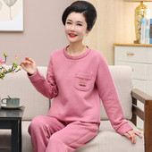 Rudens-žiemos moteriška pižama iš palaidinės su kišene ir apačia