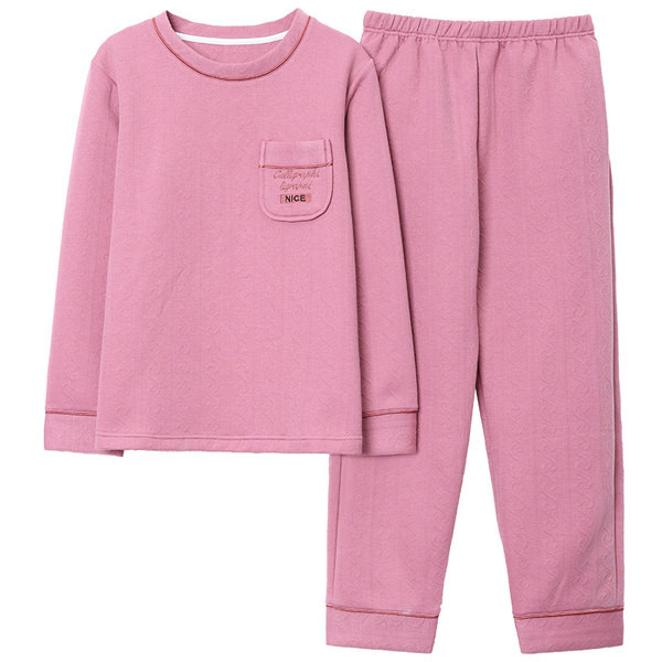 Rudens-žiemos moteriška pižama iš palaidinės su kišene ir apačia