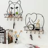 Home Decore fali polc akasztós állvány tárolódoboz dekorációk nappaliba Kovácsoltvas Kreatív állat alakú geometriai polc