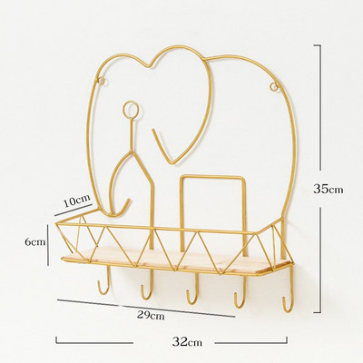 Home Decore fali polc akasztós állvány tárolódoboz dekorációk nappaliba Kovácsoltvas Kreatív állat alakú geometriai polc