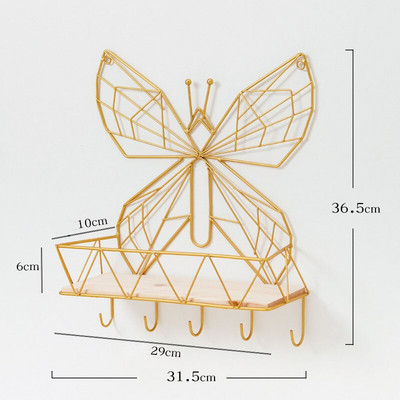 Home Decore fali polc akasztós állvány tárolódoboz dekorációk nappaliba Kovácsoltvas Kreatív állat alakú geometriai polc