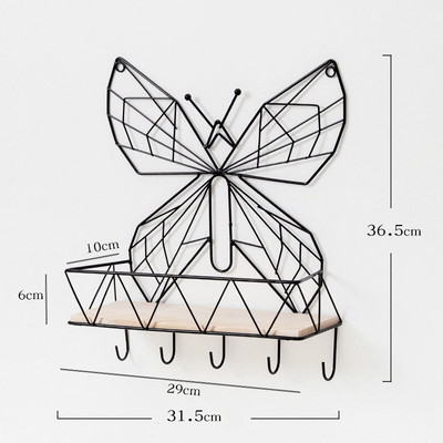 Home Decore fali polc akasztós állvány tárolódoboz dekorációk nappaliba Kovácsoltvas Kreatív állat alakú geometriai polc