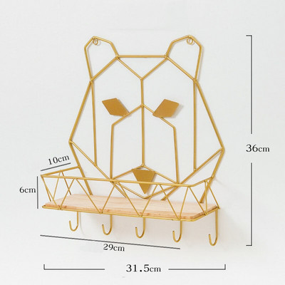 Home Decore fali polc akasztós állvány tárolódoboz dekorációk nappaliba Kovácsoltvas Kreatív állat alakú geometriai polc
