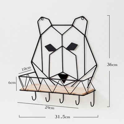 Home Decore fali polc akasztós állvány tárolódoboz dekorációk nappaliba Kovácsoltvas Kreatív állat alakú geometriai polc