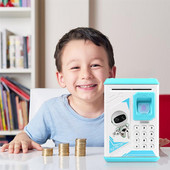 Elektronikus malacpersely Ujjlenyomat Jelszó Pénzdoboz Készpénz Érmék Takarékdoboz ATM széf Automata befizetés gyerekeknek karácsonyi ajándék