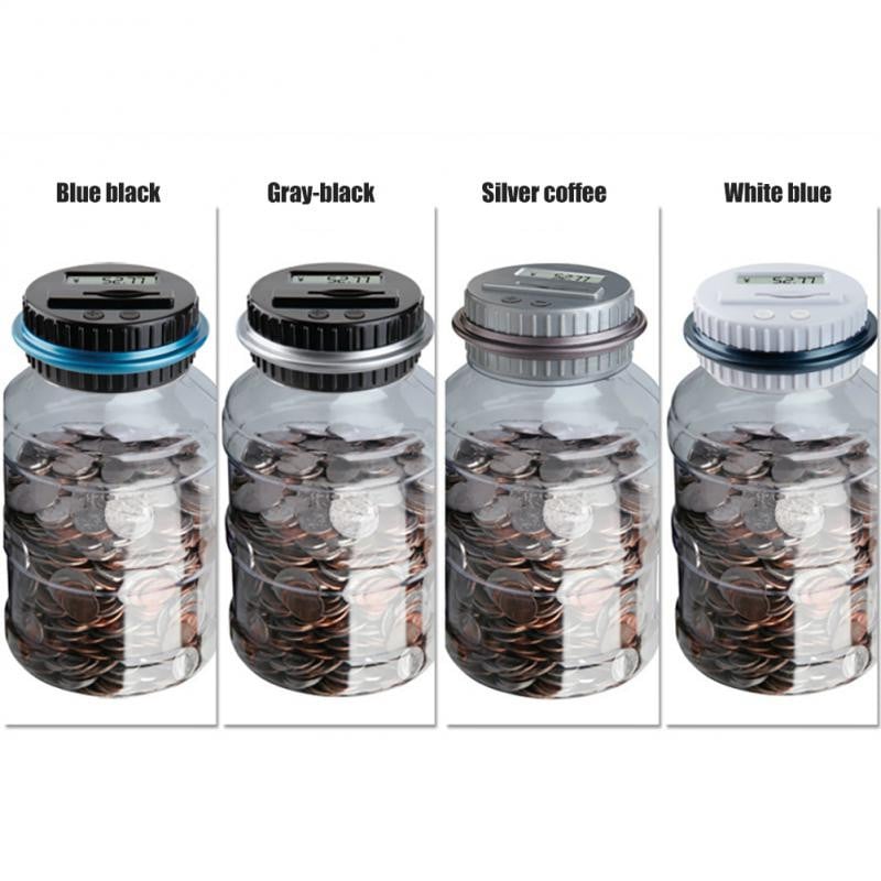 Érmeszámláló elektronikus malacpersely hordozható persely LCD kijelzővel US Dollar Euro Pound 1,8/1,5L átlátszó malacpersely