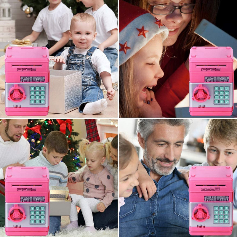 Piggy Bank seifas Pinigų dėžutės Elektroninis Piggy Bank Mini bankomatas Vaikams Skaitmeninės monetos Pinigus taupantis seifas