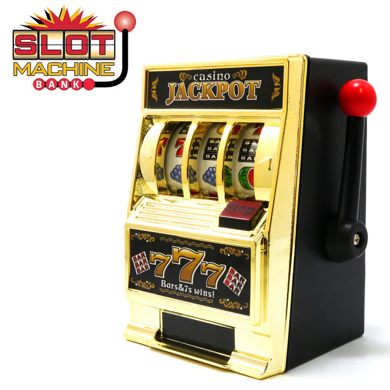 Las Vegaso stiliaus stalo lošimo automatas Mechaninis vaisių aparatas Money Box Monetų banko kazino Jackpot Lošimo automato Piggy Bank modelis