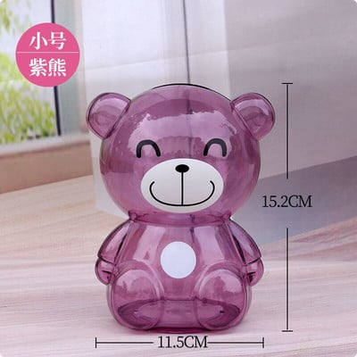 Творческа прозрачна касичка Голяма банка за пари Сладка пластмасова банка за монети Анимационно мече Детска подаръчна касичка Сейф за пари