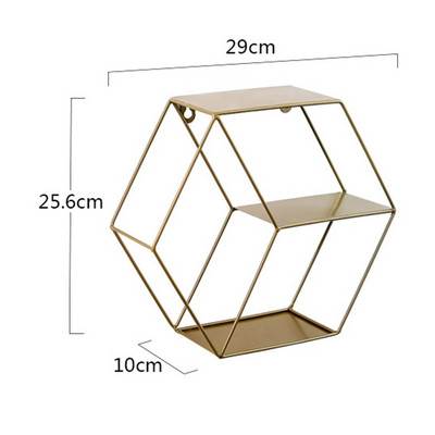 CAPTAINIRON Apstraktne šesterokutne zidne police Željezna zidna viseća polica Metalne rukotvorine Skandinavski stil Kućni dekor Dnevni boravak Spremište