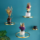 Kūrybingas metalinis pakabinamas stelažas Auksinis stiklinis veidrodinis sieninis papuošimas Modernus minimalistinis pieno arbatos parduotuvės stovo namų dekoravimas