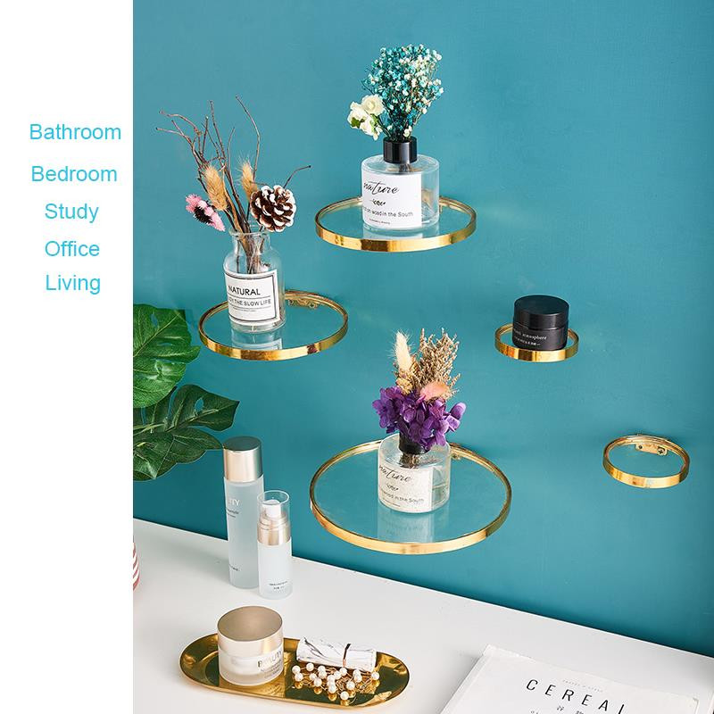 Kūrybingas metalinis pakabinamas stelažas Auksinis stiklinis veidrodinis sieninis papuošimas Modernus minimalistinis pieno arbatos parduotuvės stovo namų dekoravimas