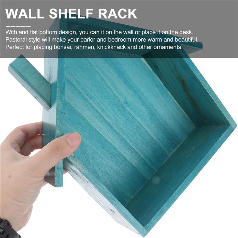 Raft de perete in forma de casa Raft de depozitare montat pe perete din lemn Organizator de depozitare Cutie de prezentare pentru dormitor living bucatarie birou