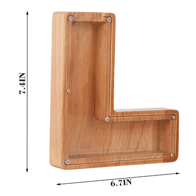 Douăzeci și șase de alfabet englezesc Pușculiță Monede din lemn Cutie de economisire a banilor Borcane Cutie de depozitare pentru monede Ornament de birou Artizanat