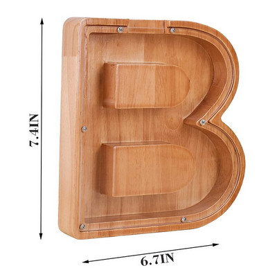 Douăzeci și șase de alfabet englezesc Pușculiță Monede din lemn Cutie de economisire a banilor Borcane Cutie de depozitare pentru monede Ornament de birou Artizanat