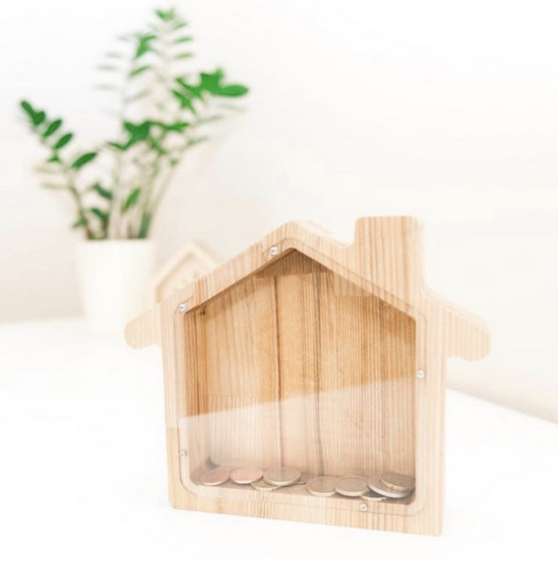 Levél alakú malacpersely fából készült pénzes doboz érmetakarító tégely tároló tartály Szervező fa ajándéktárgyak kézművesség gyerekeknek ajándékok otthoni díszek