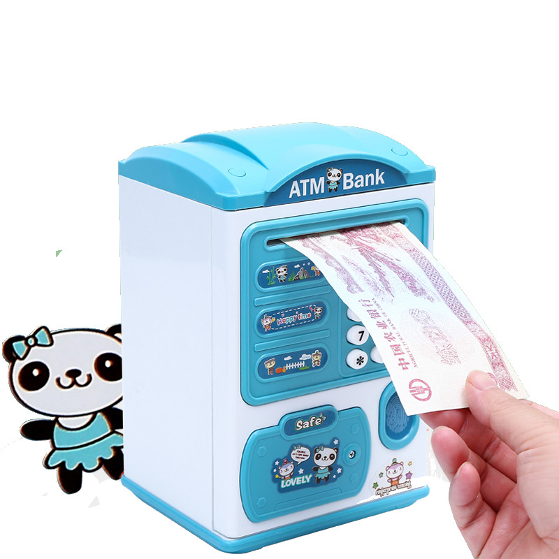 Elektroninė bankomato pinigų dėžutė su pirštų atspaudų taupyklės taupyklėmis monetoms Grynųjų pinigų seifas Didelis monetų banko slaptažodžio užraktas vaikams