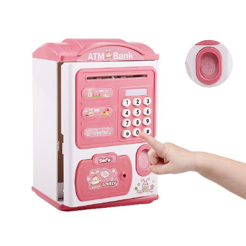 Elektroninė bankomato pinigų dėžutė su pirštų atspaudų taupyklės taupyklėmis monetoms Grynųjų pinigų seifas Didelis monetų banko slaptažodžio užraktas vaikams