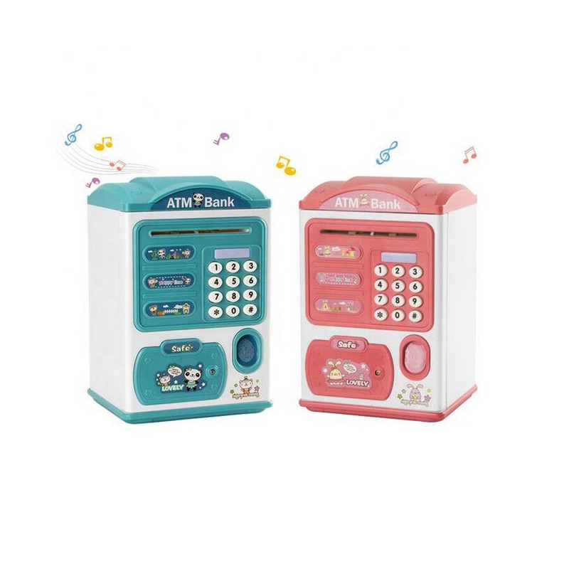 Elektroninė bankomato pinigų dėžutė su pirštų atspaudų taupyklės taupyklėmis monetoms Grynųjų pinigų seifas Didelis monetų banko slaptažodžio užraktas vaikams