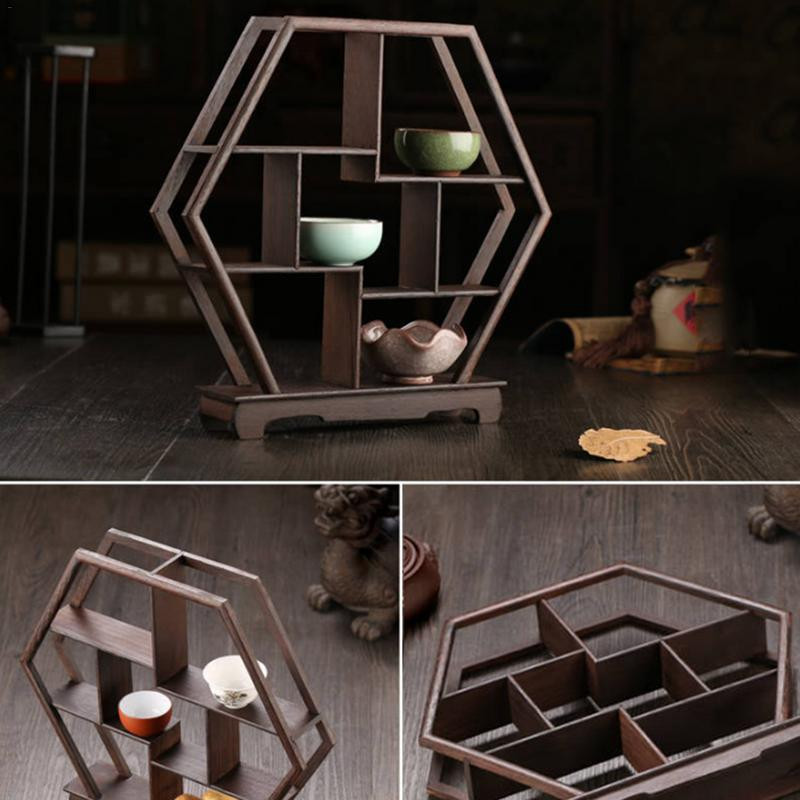 Több minta tömör fa ajtókeret anyaga antik kijelzőkeret vörösfa teáskanna ajándék vitrin polc kézműves otthon