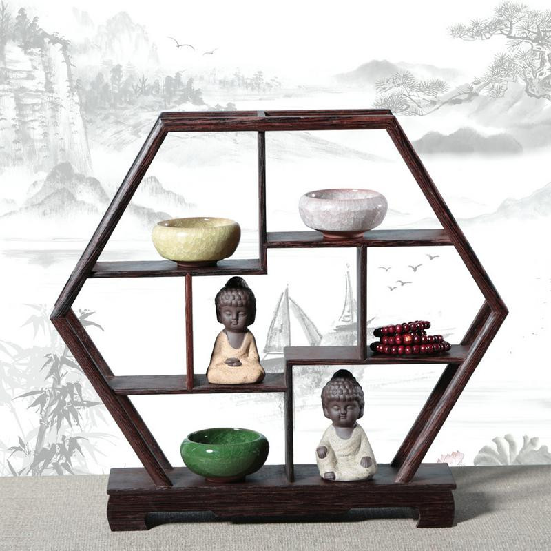 Több minta tömör fa ajtókeret anyaga antik kijelzőkeret vörösfa teáskanna ajándék vitrin polc kézműves otthon