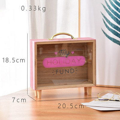 1PC Bancă de bani din lemn Cutii de bani Pușculițe pentru casă Decor creativ Cadou Copii Cutii de bani 6 stiluri Cutie de depozitare