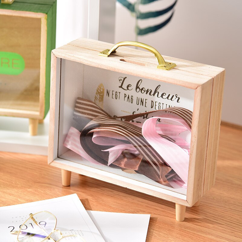 1PC Bancă de bani din lemn Cutii de bani Pușculițe pentru casă Decor creativ Cadou Copii Cutii de bani 6 stiluri Cutie de depozitare