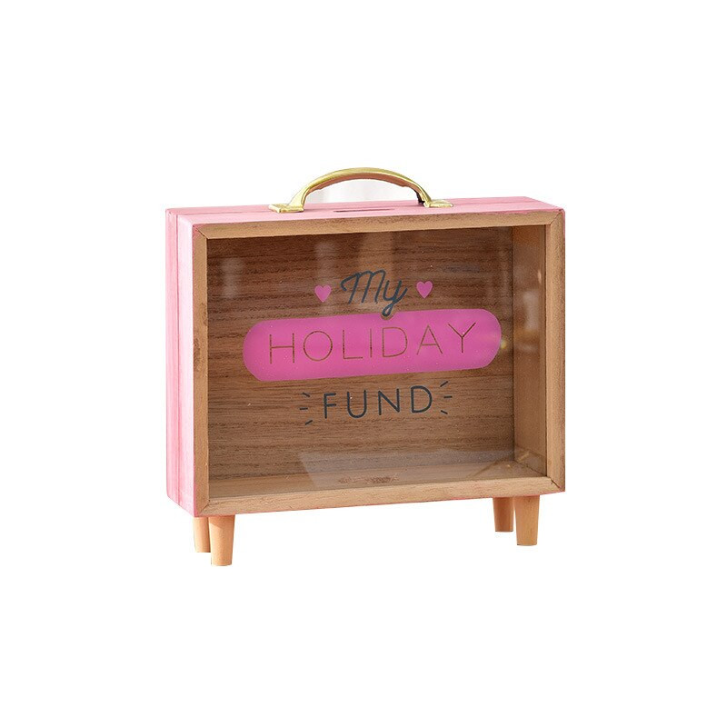 1PC Bancă de bani din lemn Cutii de bani Pușculițe pentru casă Decor creativ Cadou Copii Cutii de bani 6 stiluri Cutie de depozitare