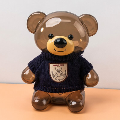 Kūrybinė dovana vaikams Moneta Piggy Bank Pinigų dėžutė Animacinių filmų Drabužiai Meškiukas Plastikinis Skaidrus Taupymas Plastikinis Piggy Bankas WF9186