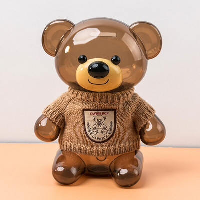 Kūrybinė dovana vaikams Moneta Piggy Bank Pinigų dėžutė Animacinių filmų Drabužiai Meškiukas Plastikinis Skaidrus Taupymas Plastikinis Piggy Bankas WF9186