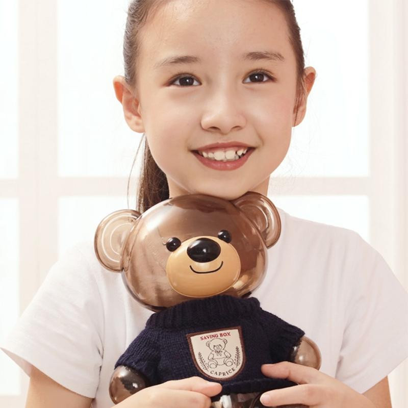 Kūrybinė dovana vaikams Moneta Piggy Bank Pinigų dėžutė Animacinių filmų Drabužiai Meškiukas Plastikinis Skaidrus Taupymas Plastikinis Piggy Bankas WF9186