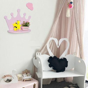 Декоративен рафт в скандинавски стил, детска стая, детска стая, кафене, стена за декорация на стена, корона, кола, сърце, облак, дървен рафт във формата на динозавър