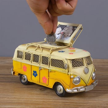 Creative Iron Piggy Bank Vintage Bus σχήμα Κουτί νομισμάτων Νοσταλγική παιδική μνήμη Μεταλλική θήκη αποθήκευσης χρημάτων Διακόσμηση σπιτιού για παιδιά