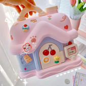 Aranyos házi malacpersely 3D-s matricával, Kawaii nagy méretű pénzesdoboz-szervező kulccsal születésnapi ajándékkal lányoknak, fiúknak, felnőtteknek