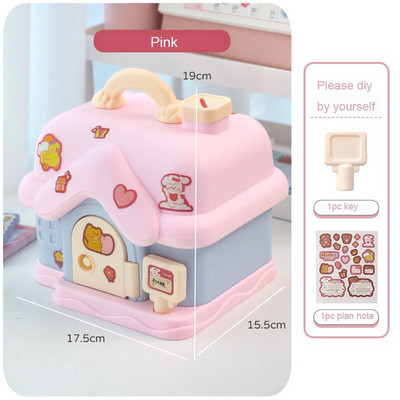 Aranyos házi malacpersely 3D-s matricával, Kawaii nagy méretű pénzesdoboz-szervező kulccsal születésnapi ajándékkal lányoknak, fiúknak, felnőtteknek