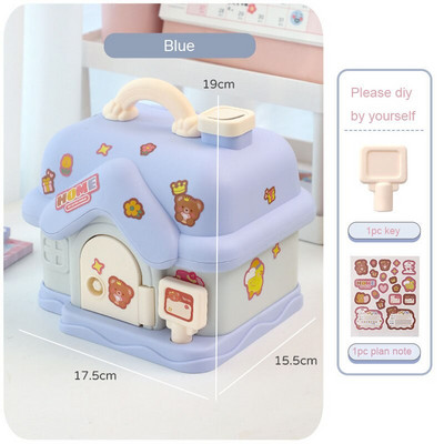 Aranyos házi malacpersely 3D-s matricával, Kawaii nagy méretű pénzesdoboz-szervező kulccsal születésnapi ajándékkal lányoknak, fiúknak, felnőtteknek